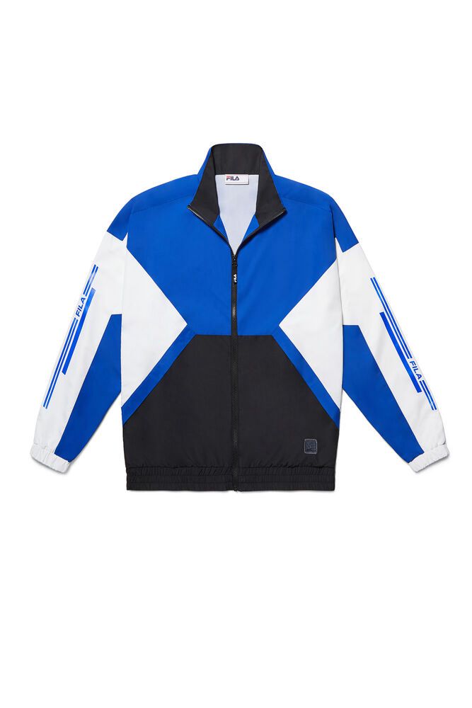 Fila Jacket Mens Black/White - Oma Track - Philippines 9841756-SN